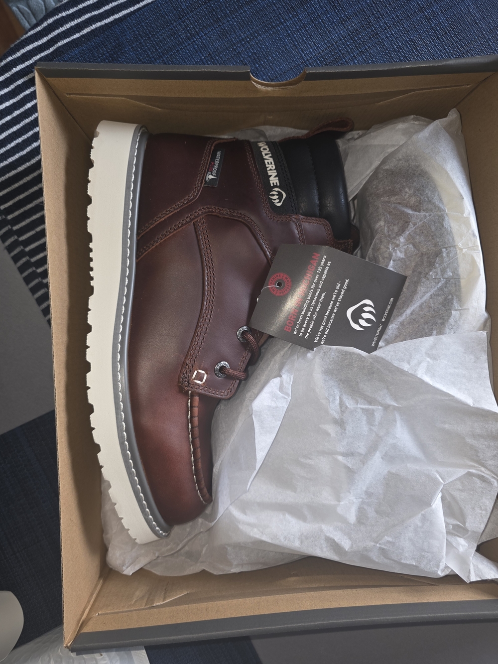 Wolverine Waterproof Brown Leather Lace-Up Work Boots Men’s US 9 M